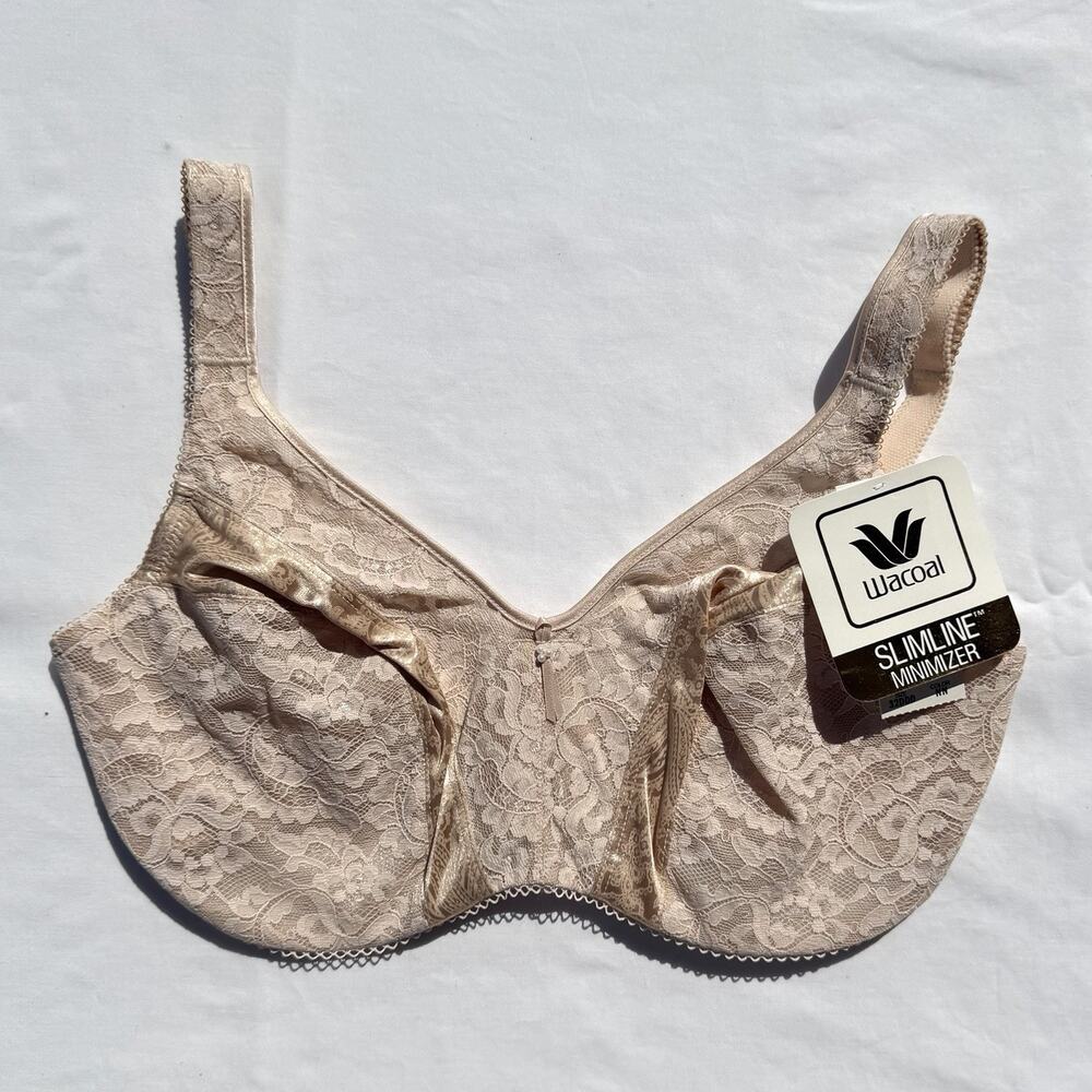 Wacoal Slimline Minimizer Underwire Bra 32DDD Beige Lace 85150
